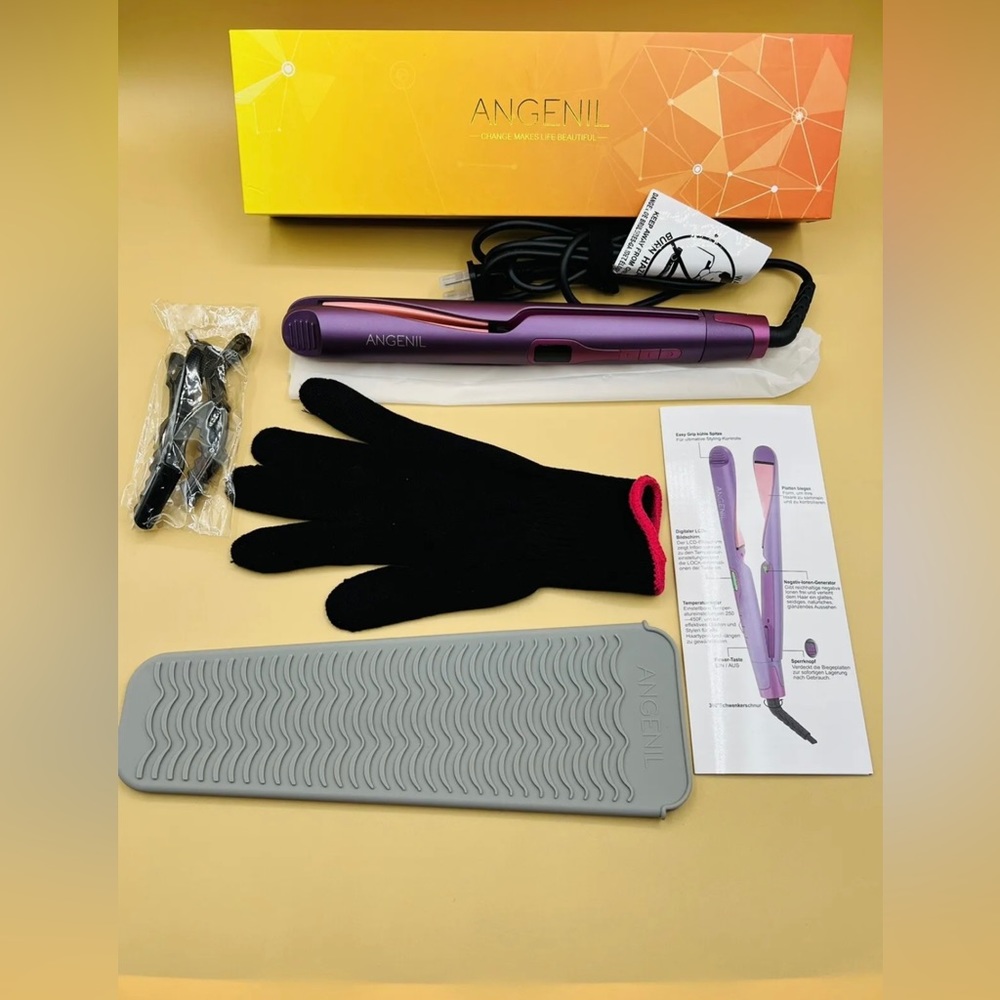 ANGENIL Hair Straightener and Curler 2 in 1, Professional Negative Ion Flat Iron